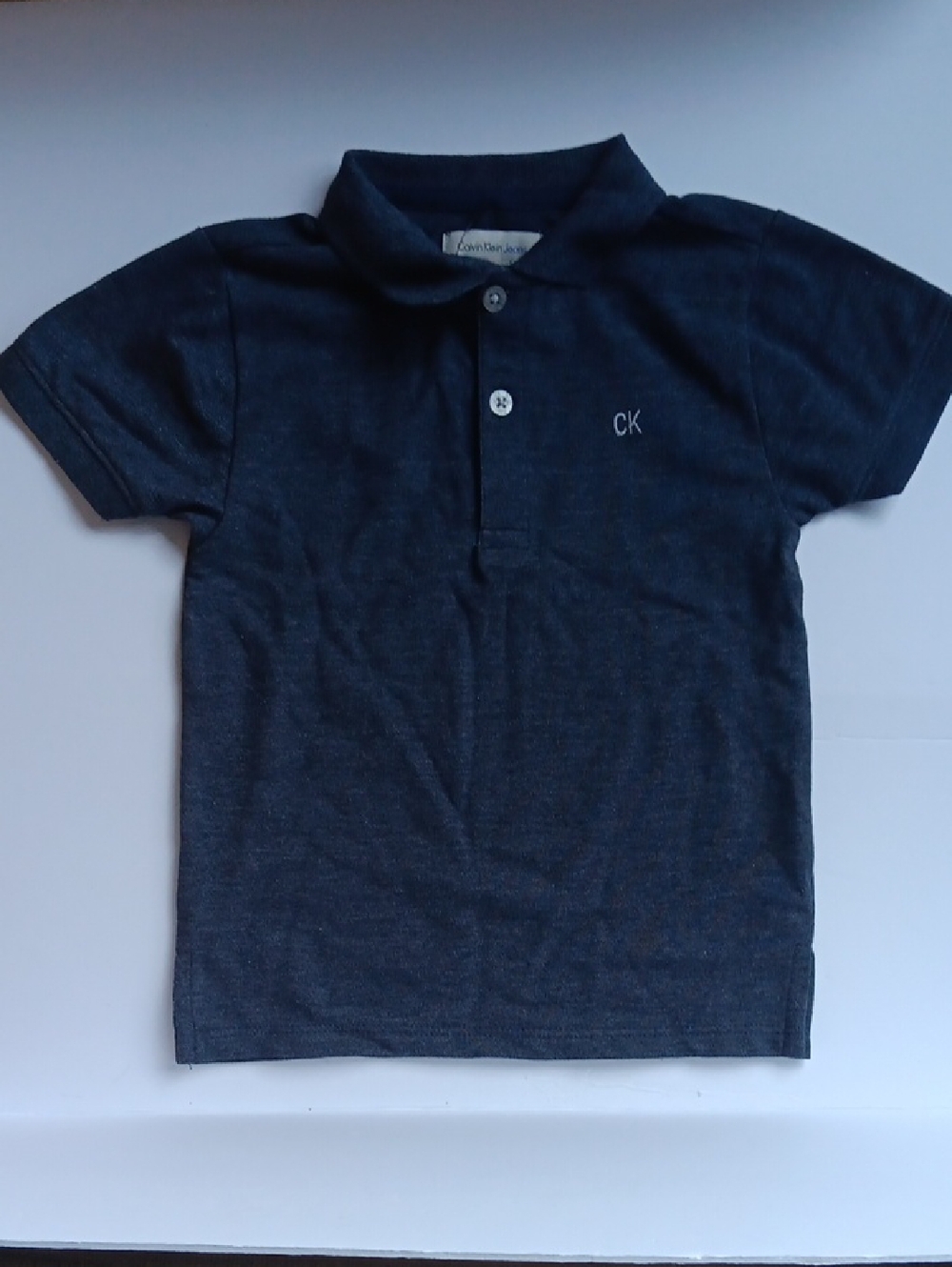 CALVIN  KLEIN  3T BOYS' DARK NAVY POLO WITH CK EMBROIDERY